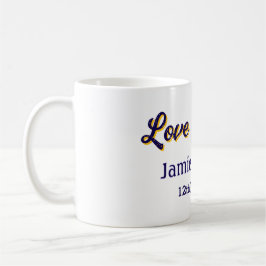 Kärlek och tack lila orange ett par namn datum kaffemugg