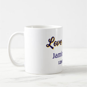 Kärlek och tack lila orange ett par namn datum kaffemugg