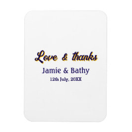 Kärlek och tack lila orange ett par namn datum magnet