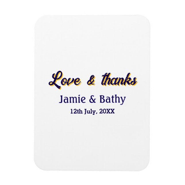 Kärlek och tack lila orange ett par namn datum magnet (Vertikal)