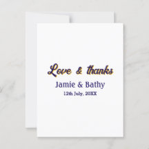 Kärlek och tack lila orange ett par namn datum