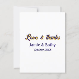 Kärlek och tack lila orange ett par namn datum vykort