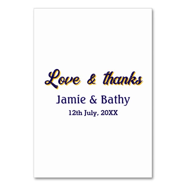 Kärlek och tack lila orange par namn datum bordsnummer (Framsidan)