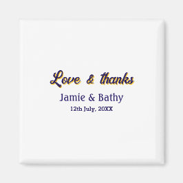 Kärlek och tack lila orange par namn datum magnet