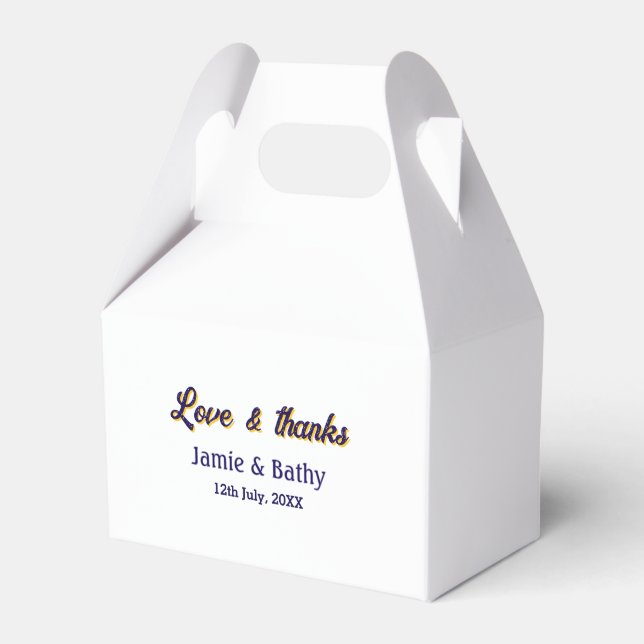 Kärlek och tack lila orange par namn datum presentaskar (Framsidan Sidan)