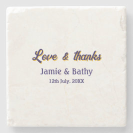 Kärlek och tack lila orange par namn datum stenunderlägg