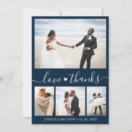 Kärlek och tack, marinsolfoto Collage Bröllop Tack Kort
