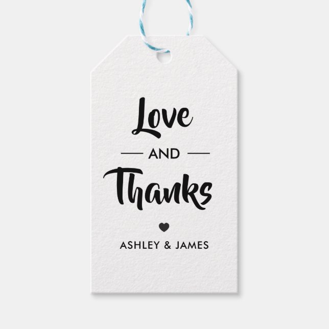 Kärlek och tack Märkre, Bröllop Gift Märkre, Kraft Presentetikett (Framsidan)