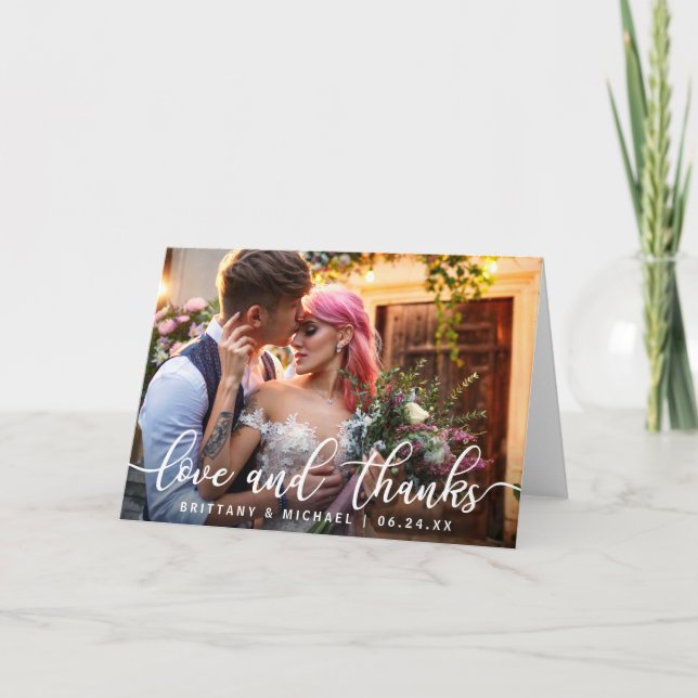 Kärlek och tack | Modern Bröllop Tack Photo F (Framsida)