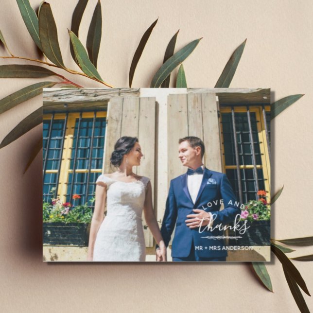 Kärlek och Tack Modern Bröllop Tack Vykort (Skapare uppladdad)