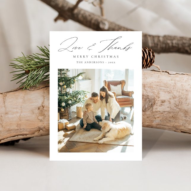 Kärlek och tack | Modern familjefolljul Julkort (Skapare uppladdad)