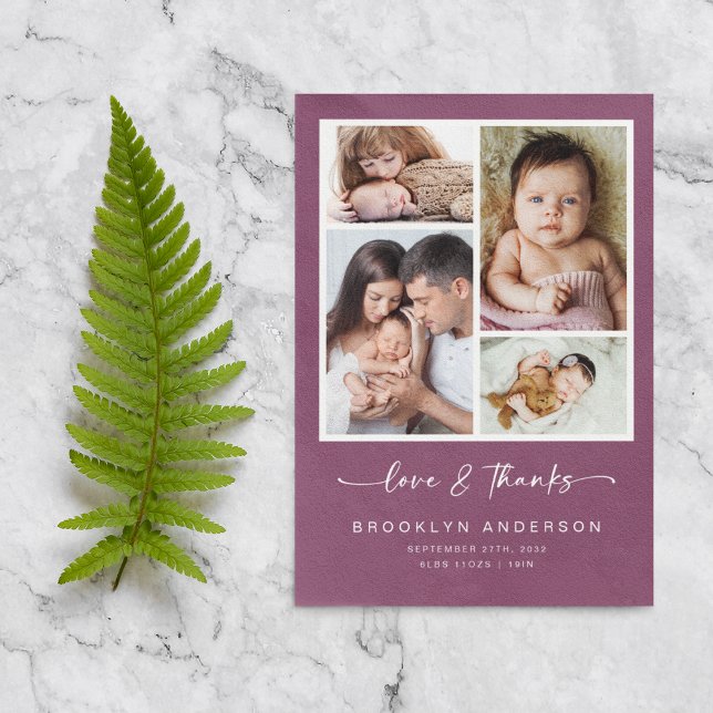Kärlek och tack | Modern fyra foto Nyfödd bebis Kort (Skapare uppladdad)