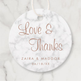 Kärlek och tack Modern Marble Ro Guld Bröllop Gåvor Etiketter