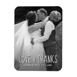 Kärlek och tack Personligt bröllp Tack Photo Magnet