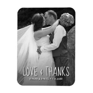 Kärlek och tack Personligt bröllp Tack Photo Magnet