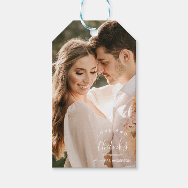 Kärlek och tack Photo Bröllop Tack Presentetikett (Framsidan)