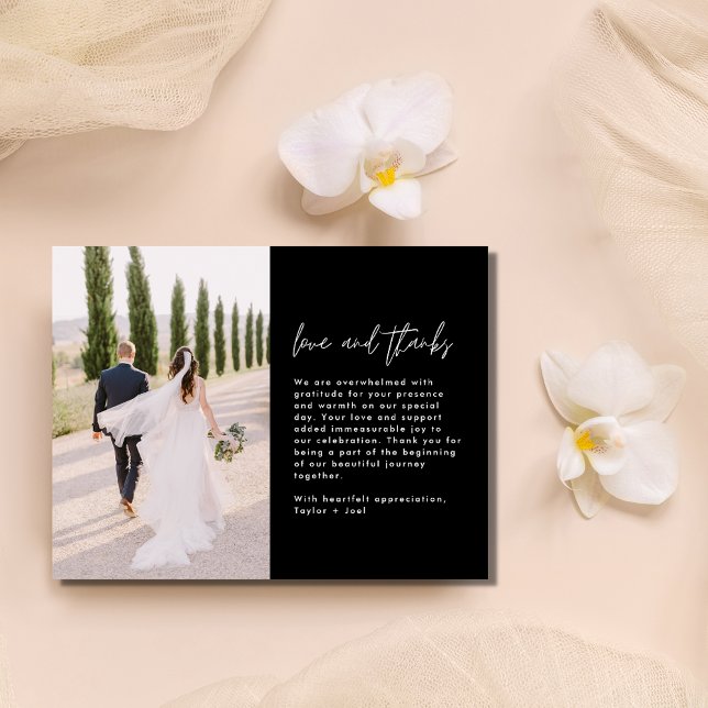 Kärlek och tack Photo Bröllop Tack Vykort (Love and Thanks Photo Wedding Thank You Postcard)