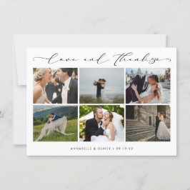 Kärlek och tack Photo Collage Bröllop Kort