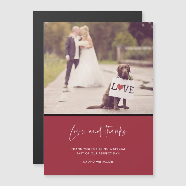 Kärlek och tack Red Bröllop Photo Tack (Fram/baksida)