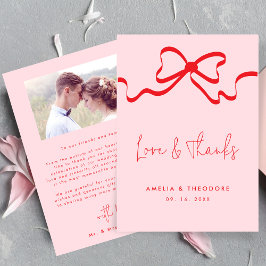 Kärlek och tack Rosa Red Bow Photo Bröllop