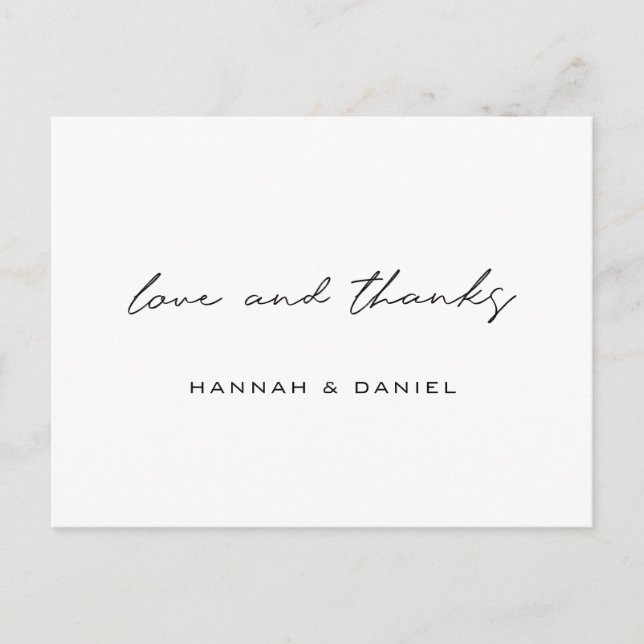 Kärlek och tack Simple Bröllop Tack  Vykort (Framsida)