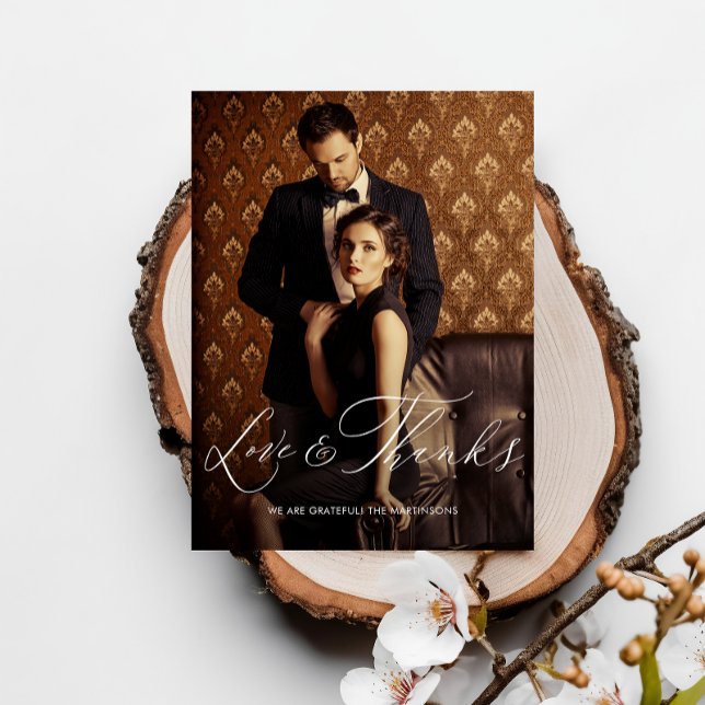 Kärlek och tack Skript Foto Bröllopskort Vykort (Skapare uppladdad)