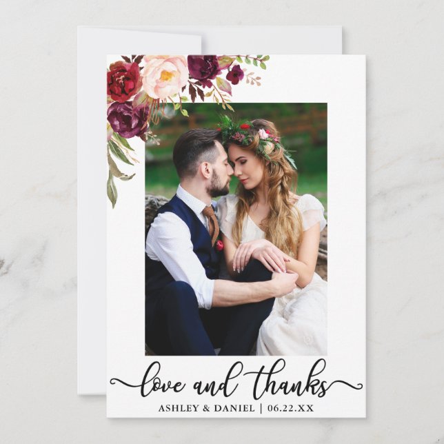 Kärlek och tack som gifta sig den fotoBurgundy (Framsida)