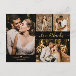 Kärlek och tack, Svarta Guld Bröllop Tack Vykort