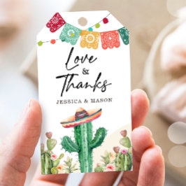 Kärlek och tack Tack Fiesta Cactus Shower Presentetikett