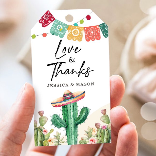 Kärlek och tack Tack Fiesta Cactus Shower Presentetikett (Skapare uppladdad)
