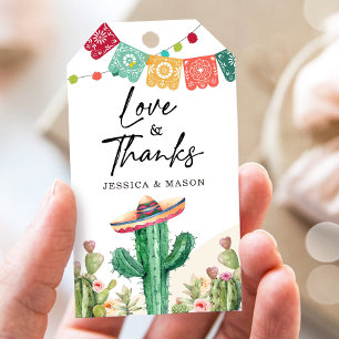 Kärlek och tack Tack Fiesta Cactus Shower Presentetikett