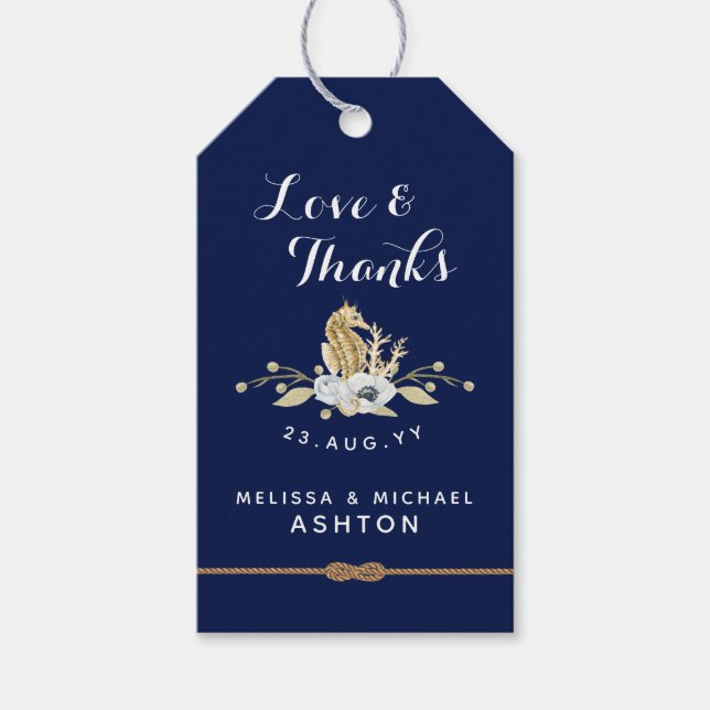 Kärlek och tack till Anemone Nautical ⚓ Wedding Fa Presentetikett (Framsidan)