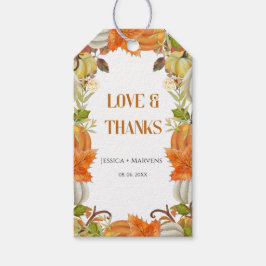 Kärlek och tack till Fall-pumpa bröllop Presentetikett