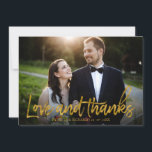 Kärlek och tack till guldfärjan Bröllop Tack Photo Kort<br><div class="desc">Kärlek och tack för fotoportet Bröllop i guldfärgen Tack</div>