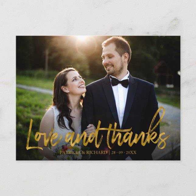 Kärlek och tack till guldfärjan Bröllop Tack Photo Vykort (Framsida)