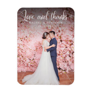 Kärlek och tack till Photo Bröllop Tack Elegant Magnet