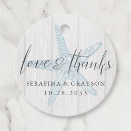 Kärlek och tack till Rustic Beach Starfish Gåvor Etiketter