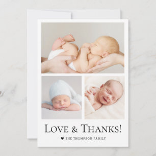 Kärlek och tack Typography Photo Grid Pojke Kort