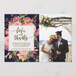 kärlek och tack vare fotokortsboho blommigt navy