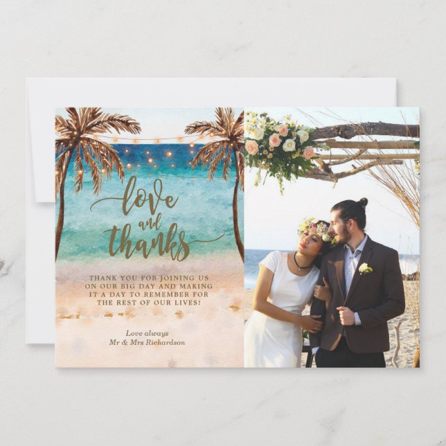 kärlek- och tackfotokortbohoen sätter på land tack kort (Framsida)