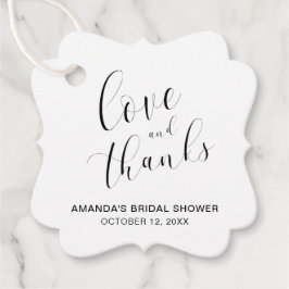Kärlek och Tacksamhet Bröllopsdusch Typografi Gåvor Etiketter