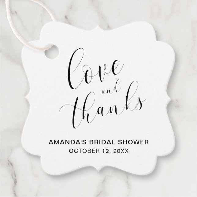 Kärlek och Tacksamhet Bröllopsdusch Typografi Gåvor Etiketter (Framsida)