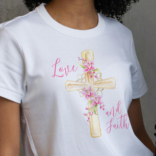Kärlek och troende blommigt kor t shirt