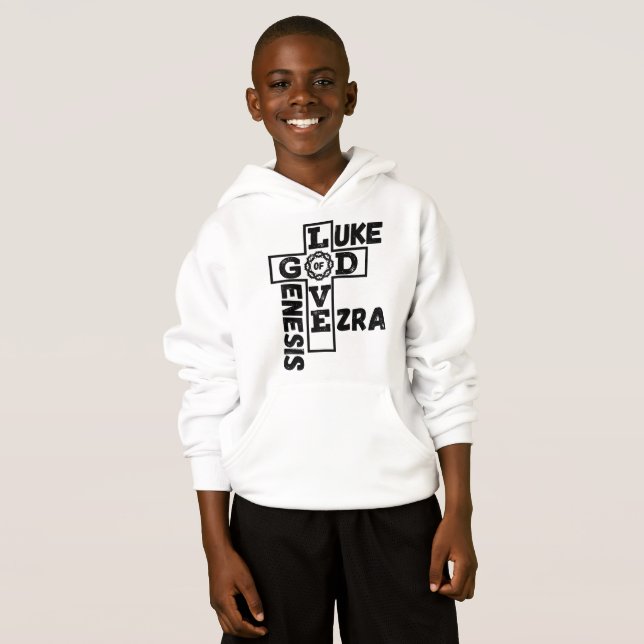 Kärlek of God Biblical Crossword Boy's T Shirt (Hel framsida)