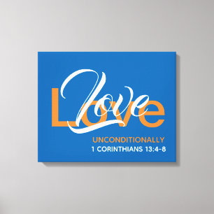 KÄRLEK: OKONDITIONELLT 1 Corinthians Christian Blu Canvastryck