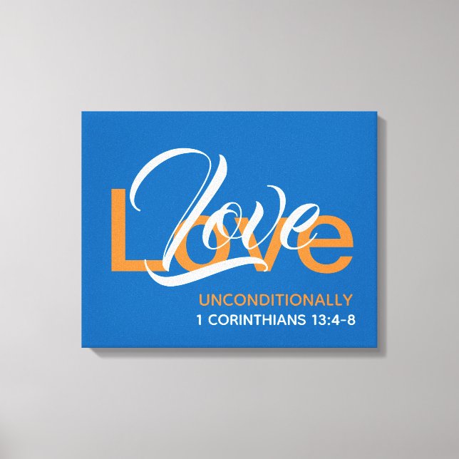 KÄRLEK: OKONDITIONELLT 1 Corinthians Christian Blu Canvastryck (Framsida)