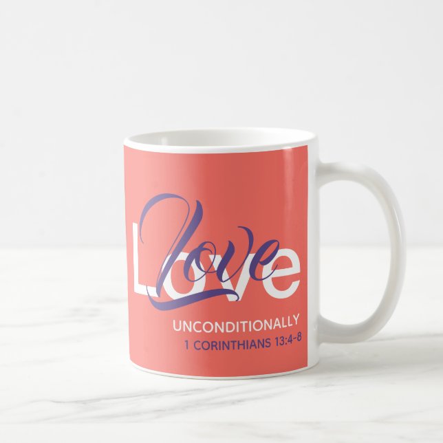 KÄRLEK, OKONDITIONELLT, monogram Christian Coral Kaffemugg (Höger)