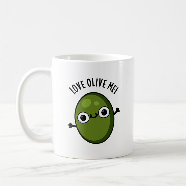 Kärlek Olive Me Funny Food Pun Kaffemugg (Vänster)