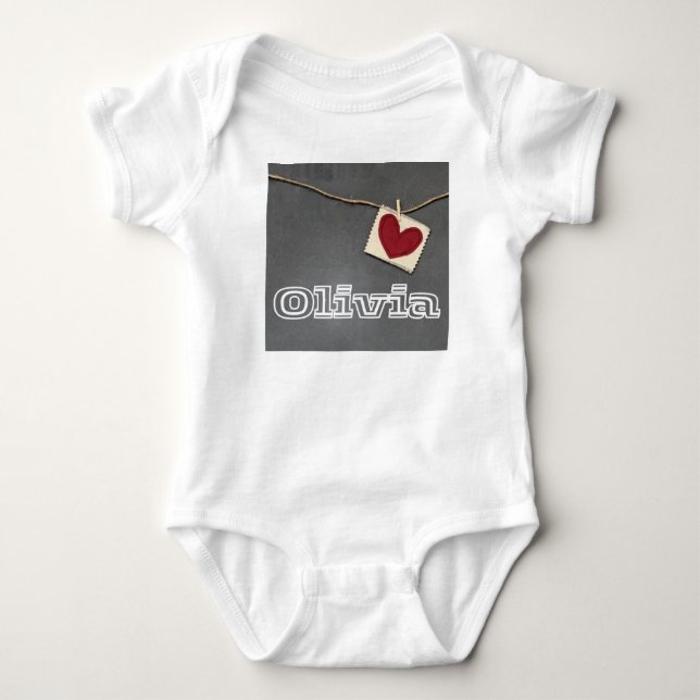 Kärlek Olivia Baby Bodykostym. T Shirt (Framsida)