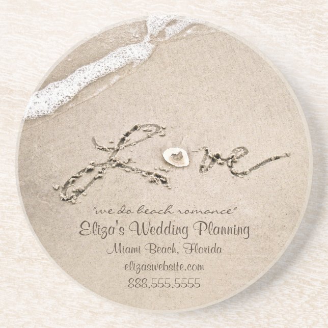 Kärlek om Beach Wedding Business Underlägg Sandsten (Framsidan)